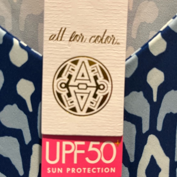 All For Color - Blue & White Patterned Bell Sleeve Dress ☀️50+ UPF Protection☀️ - Picture 8 of 8